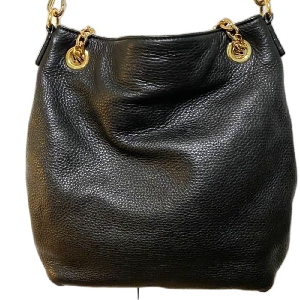 Michael Kors Pebbled Leather Black Crossbody Hobo Bag Purse EUC - Picture 2 of 10
